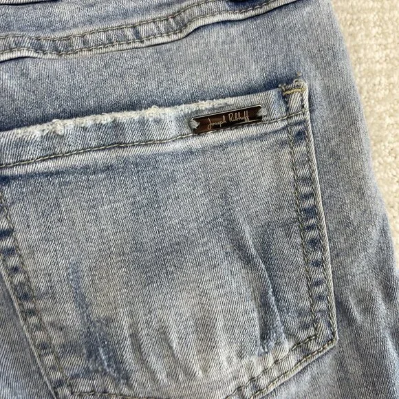 Joseph Ribkoff Jeans Blue Floral / Pearl Embellished Distressed Women Read - Picture 13 of 13